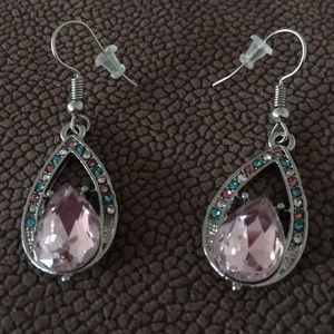 Baby pink rhinestone earrings